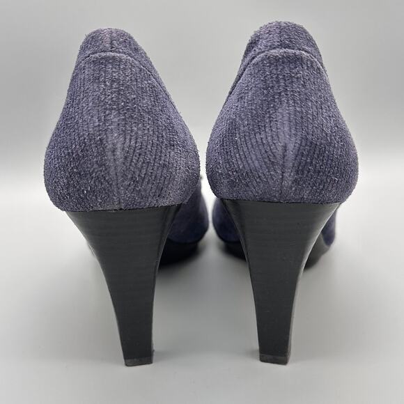 Johnston and Murphy Navy Blue Corduroy Platform Heels Pumps Womens 10M - Picture 3 of 11